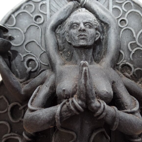 Kali The Black Goddess Bound And Kneeling Gothic Candle Holder - Picture 10 of 14